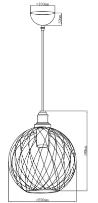 Decor Viela musta metallinen lankamainen riippuvalaisin, pallonmuotoinen, halkaisija 25 cm 6972