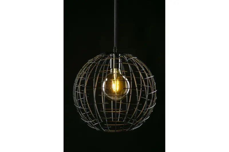 Decor Viela black gold wire pendant lamp, spherical shape, diameter 35 cm 6996