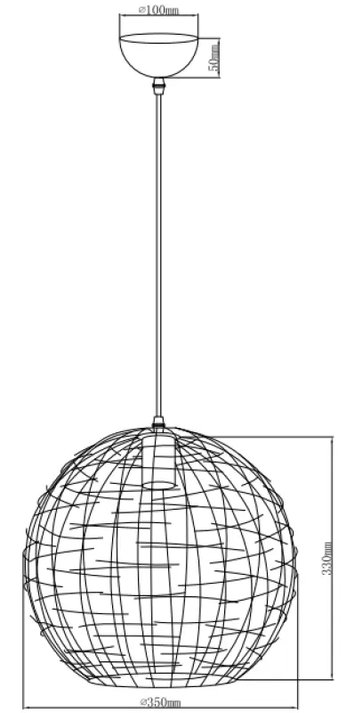 Decor Viela black gold wire pendant lamp, spherical shape, diameter 35 cm 6996