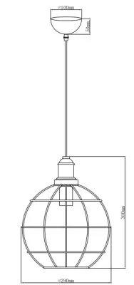 Decor Viela vanha kultainen lankamainen metallinen riippuvalaisin pallonmuotoinen halkaisija 29 cm 7016