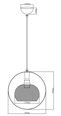 Decor Xalis riippuvalaisin mustalla lankavarjostimella ja metallireunalla, halkaisija 19,5 cm, 7214