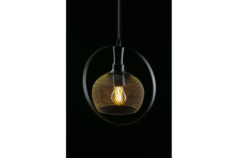 Decor Xalis pendant lamp black wire shade with metal rim, diameter 19.5 cm 7214