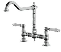 AquaTrimo Country 2-reikäinen klassinen keittiön nostalginen silta keittiöhana kulmasuuttimella kromi 21CT7657CM