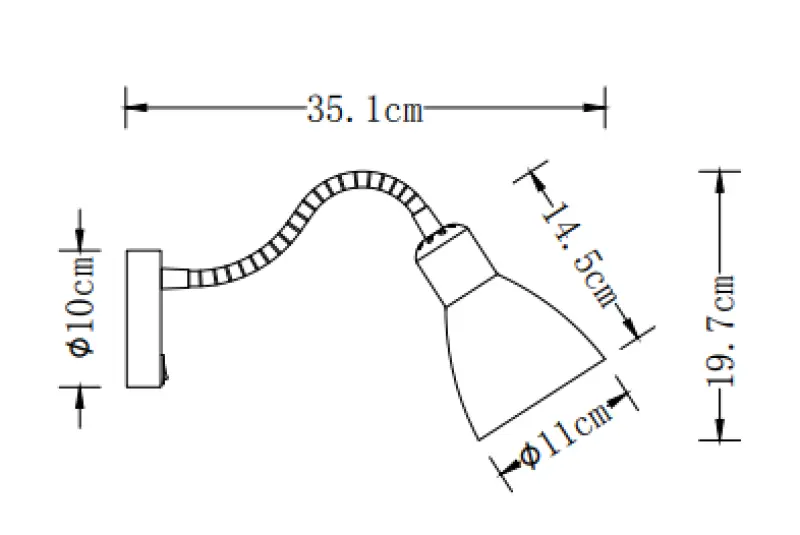 Decor Etore white wall lamp with metal arm 11 cm diameter 1952