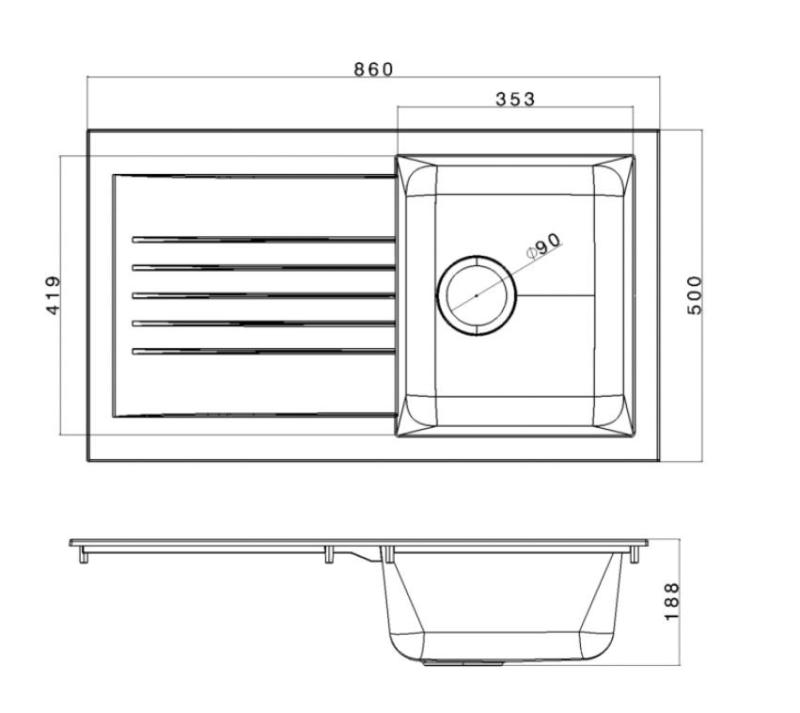 Ausmann Fibre allas valkoinen käännettävä valutustasolla päälle asennettava 86x50 cm 1208957673