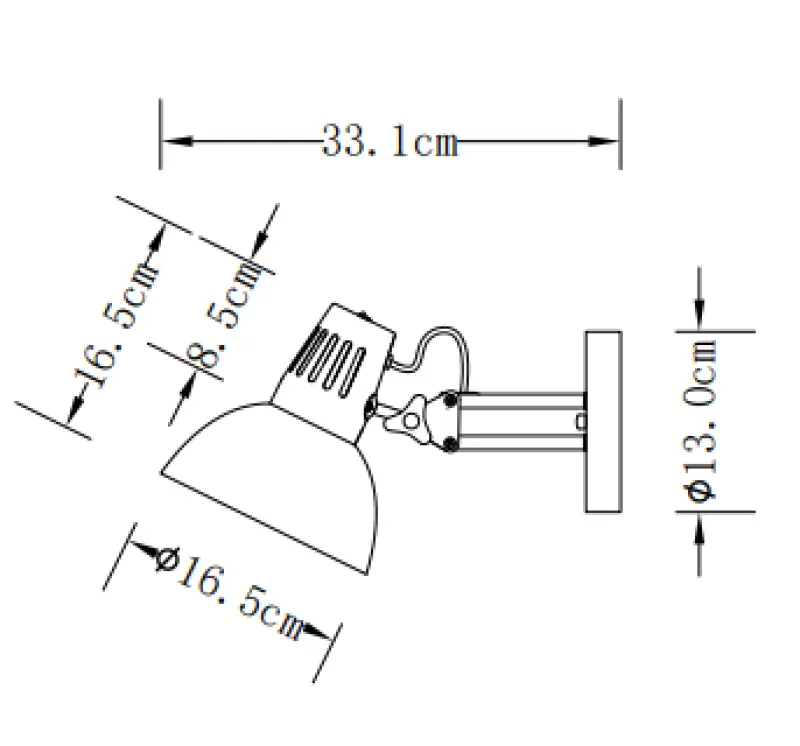 Decor Artemia elegant grey wall lamp with metal arm, 16.5 cm diameter 2164