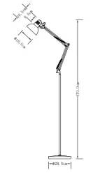 Decor Artemia valkoinen lattiavalaisin, pitkä metallivarsi, halkaisija 16,5 cm, 2409.