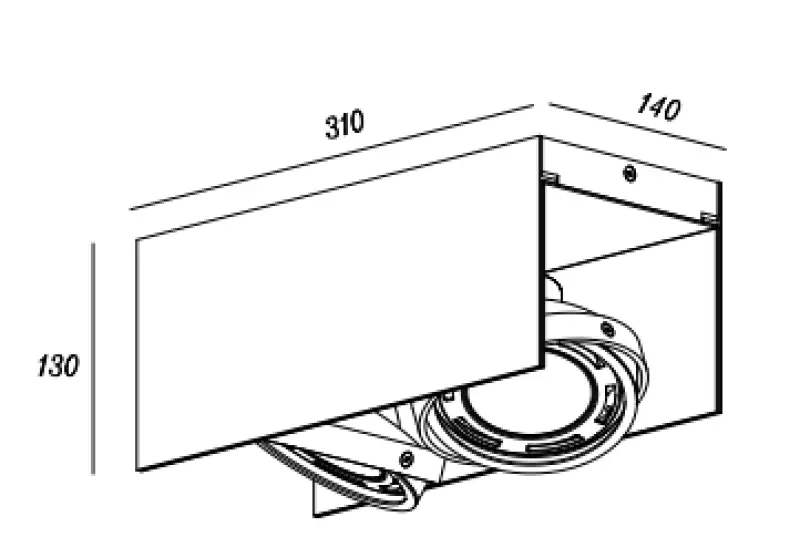 Decor Verso black and white ceiling light with adjustable head 2 bulbs 4250