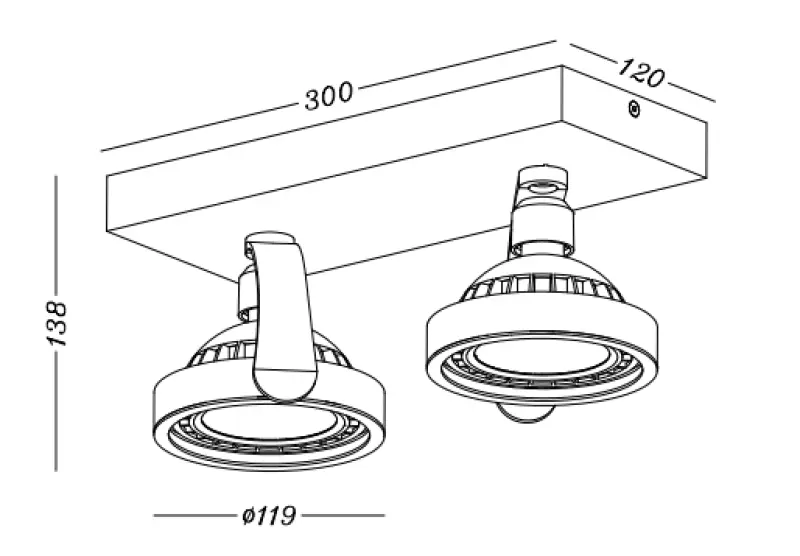 Decor Wally ceiling lamp or wall lamp with adjustable head, anthracite, 2 bulbs 4304