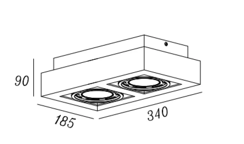 Decor Loid functional rectangular black ceiling lamp with 2 bulbs 4700