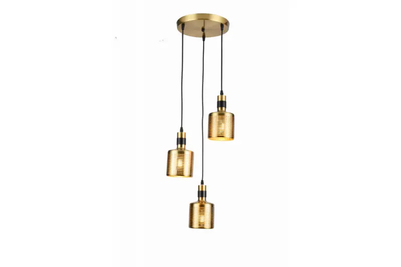 Decor Bellis black gold cylindrical pendant lamp with 3 light sources 4680