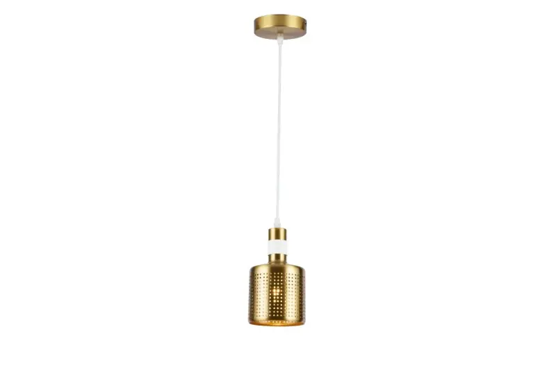 Decor Bellis white gold cylindrical pendant lamp with 1 light source 4574