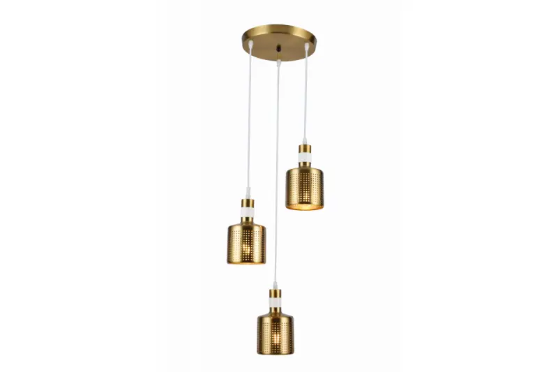 Decor Bellis white gold cylindrical pendant lamp with 3 light sources 4611
