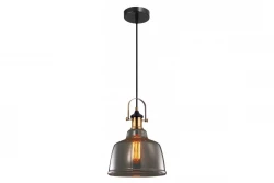 Decor Muscari II musta riippuvalaisin savulasilla metallinhohtoisena ja messinkisellä lampunpitimellä 3688
