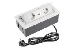 Indux Flip Medium keittiön pistorasia, maadoitettu, työtasoon tai yläkaappiin asennettava, valkoinen, 2 pistorasiaa ja USB A+C-laturit 1208957847