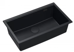 Quadri Newport II grote en diepe granieten spoelbak opbouw en onderbouw zwart spoelbak 76x45 1208957855