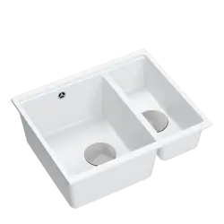 Quadri Newport II valkoinen 1,5 allas graniitti päälle- ja alta-asennusallas 555x460mm ruostumattomalla teräksellä 1208957860