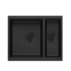 Quadri Newport II musta 1,5-allas graniitti päällinen ja alapuolinen allas 555x460mm ruostumattomalla teräksellä varustetulla tulppalla 1208957861