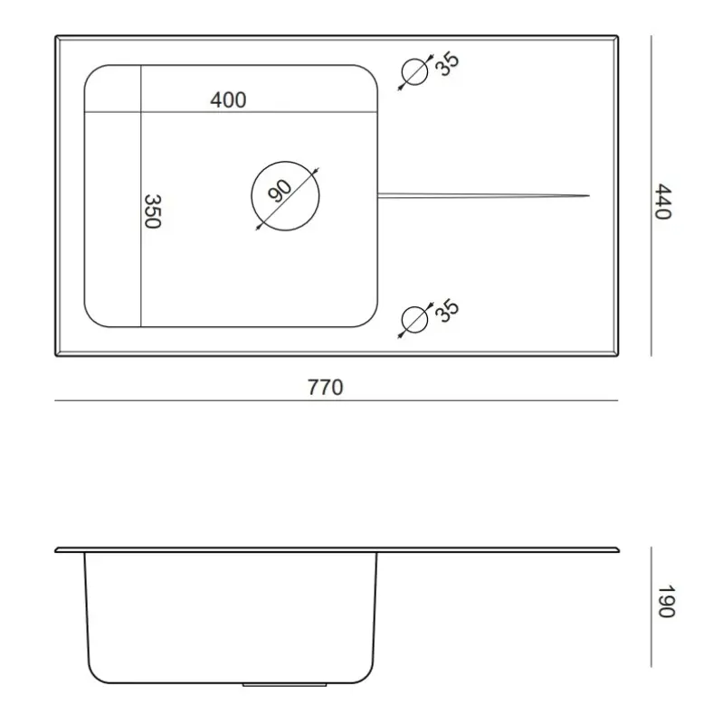 Quadri Glazz asennettava ruostumattomasta teräksestä valmistettu pesuallas, jossa on valkoinen lasinen kuivaustaso, käännettävä 77x44 1208957863