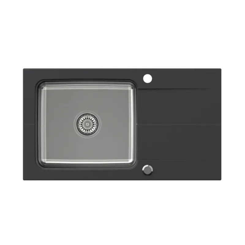 Quadri Fusion ruostumattomasta teräksestä valmistettu tiskiallas onyx-graniittisella kuivausalueella, 78x44, käännettävä 1208957871