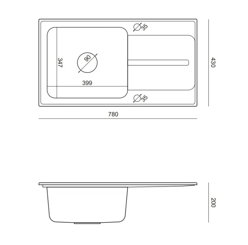Quadri Fusion asennettava ruostumattomasta teräksestä valmistettu pesuallas mustapilkullisella graniittisella valutusalustalla 78x43 käännettävä 1208957879