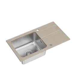Quadri Fusion ruostumattomasta teräksestä valmistettu upotettava allas, jossa on beige graniittinen valutustaso, 78x43 käännettävä 1208957881