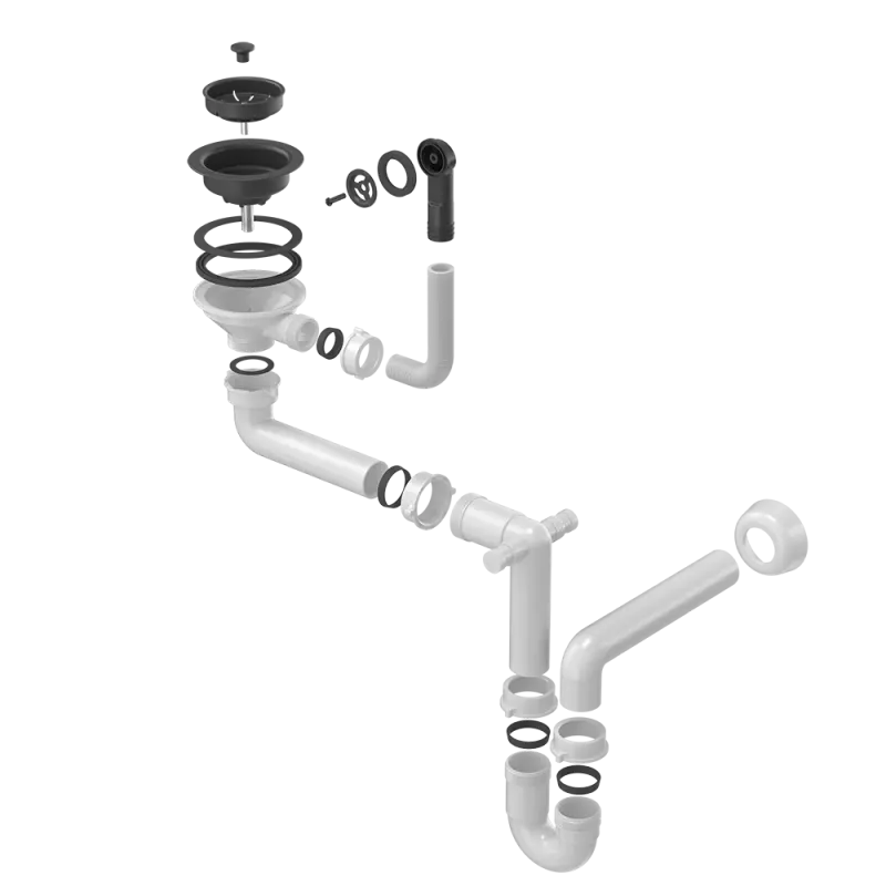 Quadri drain set sink with 2-bowl siphon color black 1208957902