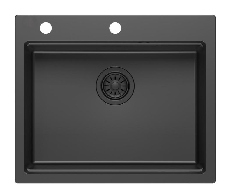 Quadri Durham musta graniitti tiskiallas 595x500 saippuapullolla, leikkuulaudalla, upotusaltaalla ja rullamattolla 1208957904