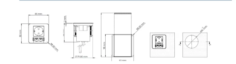 Indux Flip Power Socket 1x pen earthing socket with 2xUSB A, 1xRJ45 and 1xHDMI  black 1208957915