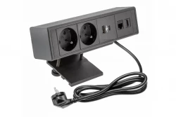 Indux Desk toimisto- tai pöytämatto, musta savimaa pistorasia (2x) sisältäen 1xUSB A, 1xUSB C, 1xRJ45 ja 1xHDMI 1208957920