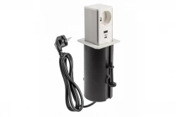 Indux Push laajennettava valkoinen maadoitettu pistorasia, jossa on 1xUSB A ja 1xUSB C, ruostumattomasta teräksestä valmistetulla kannella 1208957929