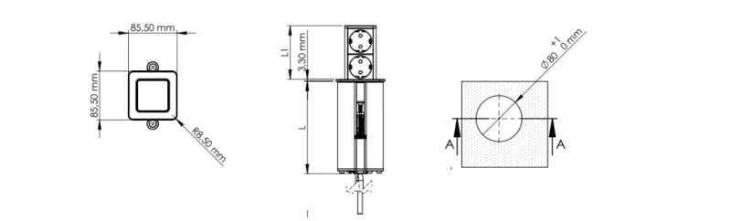 Indux Push laajennettava valkoinen maadoitettu pistorasia, jossa on 1xUSB A ja 1xUSB C, ruostumattomasta teräksestä valmistetulla kannella 1208957929