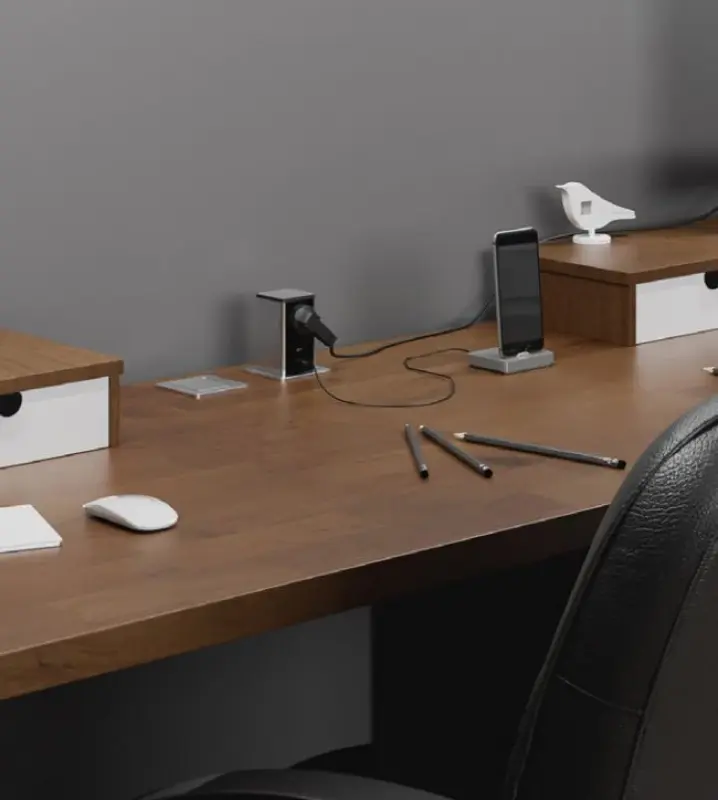 Indux Push extendable black side earthing socket with 1xUSB A and 1xUSB C with stainless steel cover 1208957930