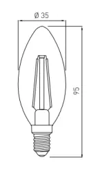 Decor Lumiere ovaali LED-lamppu E14 Hehkulanka lämmin valkoinen 2700K Savulasi 35mm