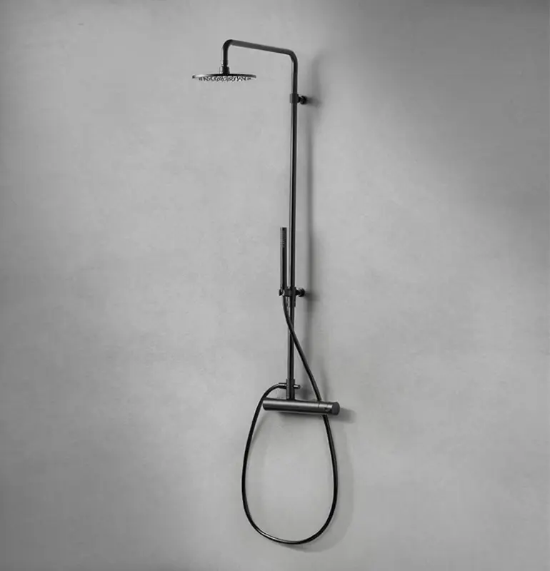 Waterevolution Flow shower combination with rain shower, matte black T141PR