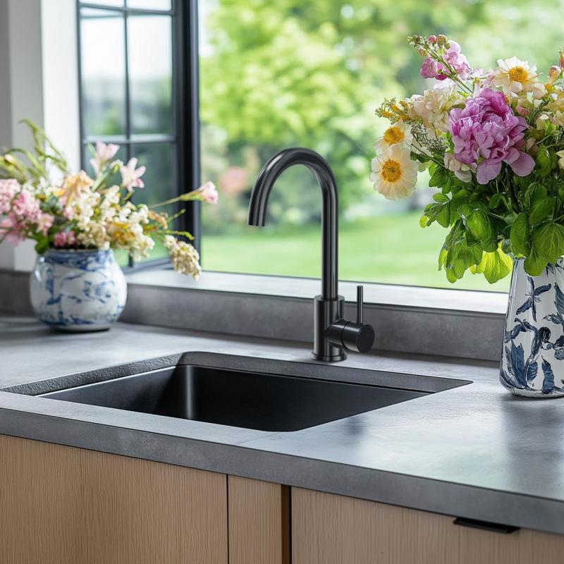 Aquadesign R25 teräs päälle asennettava, alapuolelle asennettava ja tasoon upotettava altaan gun metal 40x40cm 1208958207