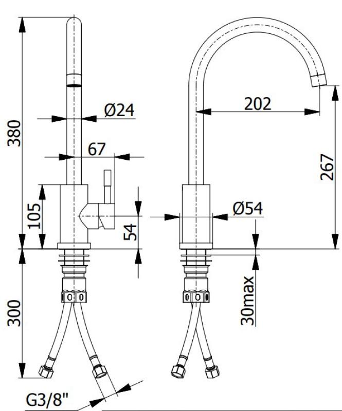 Ausmann Inox Round keittiöhana kääntyvällä juoksuputkella kokonaan ruostumatonta terästä 1208958308