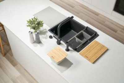 Franke Universal-accessoire alles-in-één set 5, snijplank, inzetbakje, afdruipmat en opbergbakje 112.0655.489