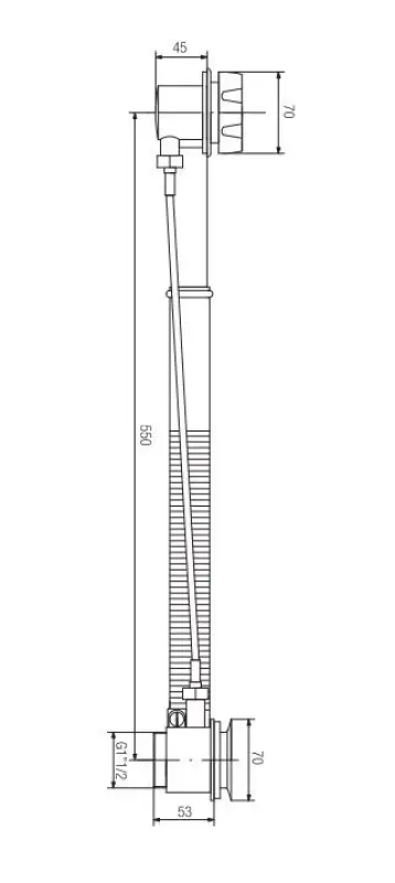 PB bath drain stainless steel with rotary knob on overflow for built-in bathtubs 1208958381