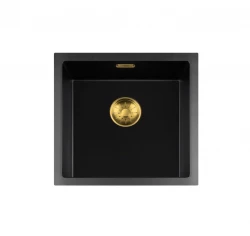 Lorreine BQ sarjan allas 45x45cm päälle asennettava musta kultaisella tulppalla 40BQ-T-GOLD