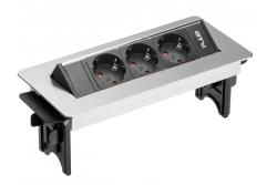 Pöytälaajennusjohto ilman kasettia, 3x schuko-pistoke, 1,5 m virtajohto ruostumattomasta teräksestä valmistetulla pistokkeella 1208958679