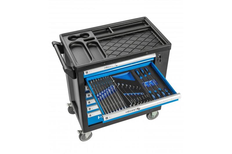 Hoegert 7-laatikkoisen työkalukaappi sivuovella ja 544 lisävarusteella. 1208962010