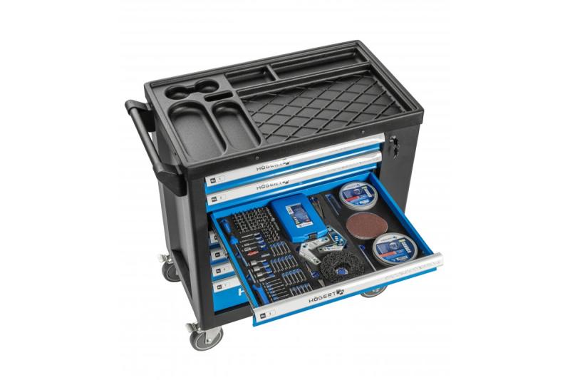 Hoegert 7-laatikkoisen työkalukaappi sivuovella ja 544 lisävarusteella. 1208962010