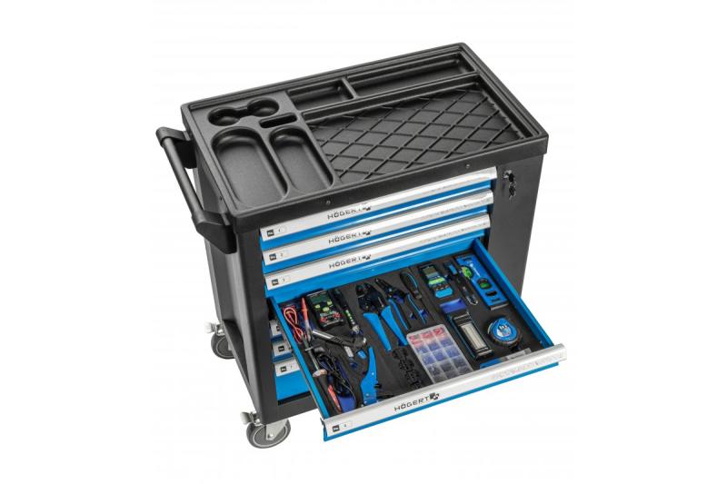 Hoegert 7-laatikkoisen työkalukaappi sivuovella ja 544 lisävarusteella. 1208962010