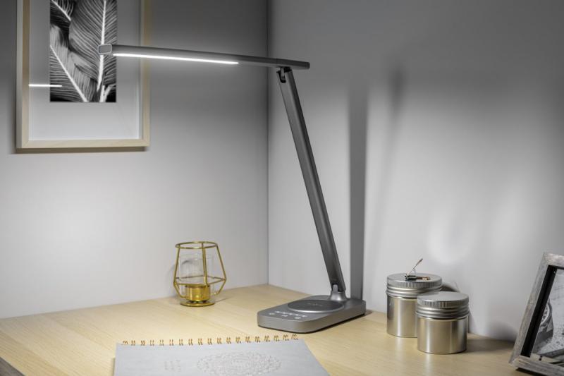 Decor Bureau lamp Bressi 8W 450lm AC220-240V 3-CCT Langaton Lataus USB PF>0,5 RA>80 Harmaa 1208962480