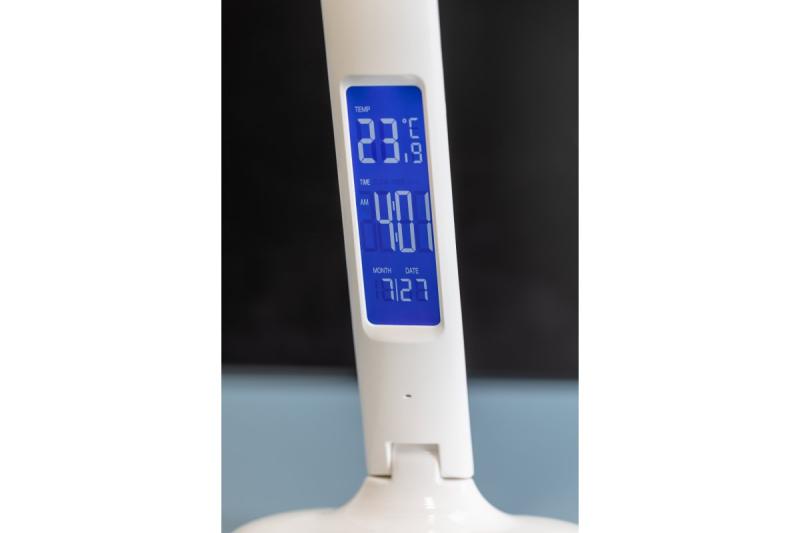Deco Pöytälamppu GALACTIC LED 5W 240lm AC220-240V 50/60Hz vaihdettavat värit (3000K 4000K 6000K) kalenteri herätyskello lämpömittari valkoinen kotelo. 1208962484