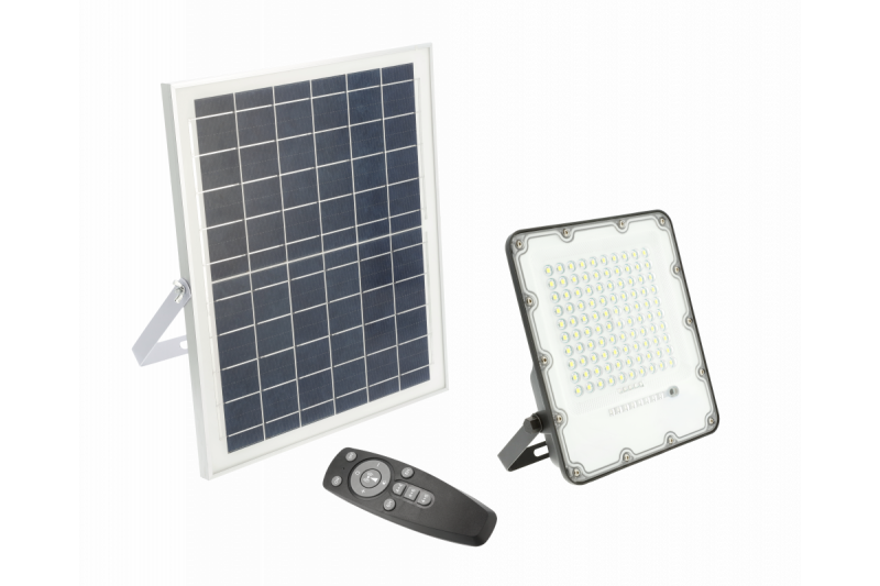 Solar LED floodlight BRAVOS, 100W, 1000lm, 6400K, IP65, 120°, solar panel, remote control, 3y 1208962681