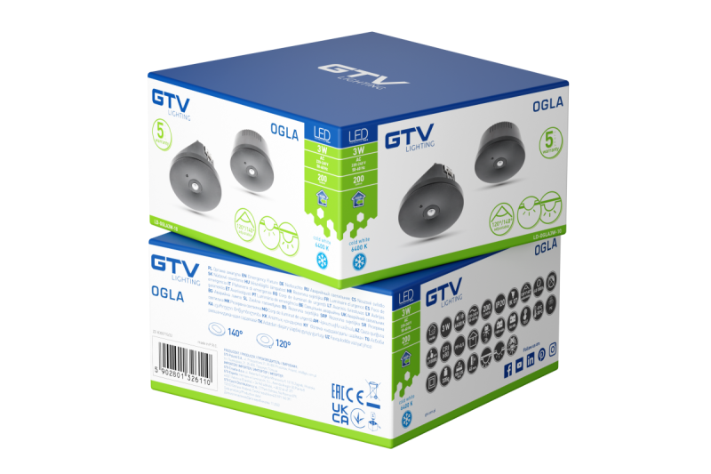 Emergency luminaire OGLA LED,3W,200lm,AC220-240V,50-60Hz,IP20,6400K,3H,single-task,TEST,black 1208963017