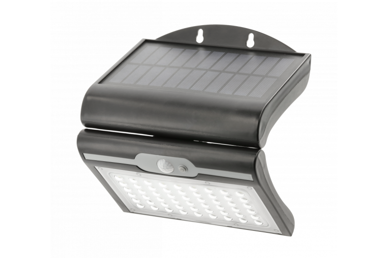RAMOS Solar Facade Luminaire with Motion/Dusk Sensor, 50W, 300lm, 3,7V 1800mAh, IP44, 6000K, Black 1208963115