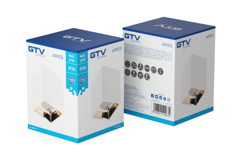 Decor Plafondarmatuur ARIES PC 77x100mm IP20 max 20W neliö valkoinen/kulta. 1208963815